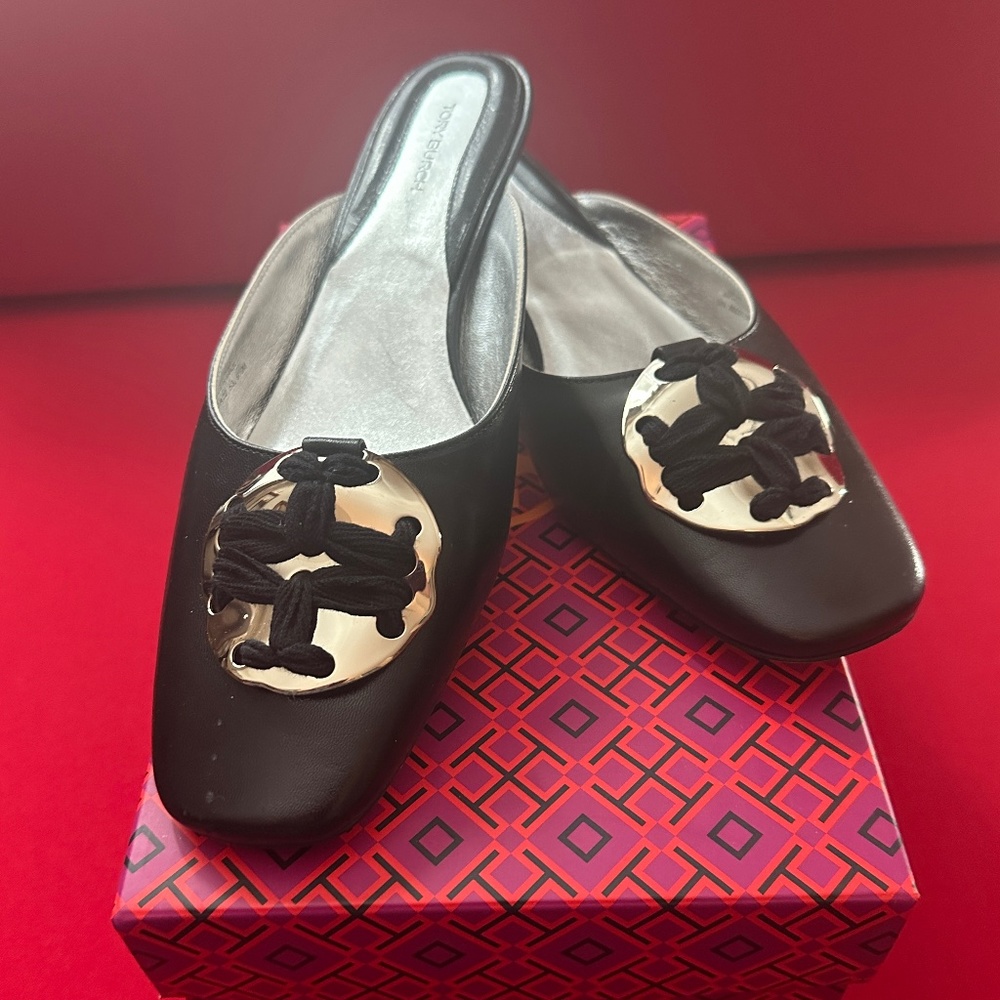 Tory Burch Woven Double T Mule - Size 9.5